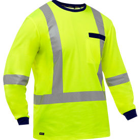 Men's X-Back Long Sleeve Shirt, Class 3, 3XL, Hi-Vis Yellow