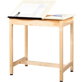 Draftsman Drawing Table, Flat Fixed Top, 36"L x 24"W x 36"H, Almond Top