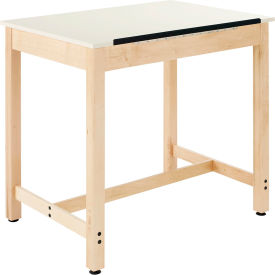 Draftsman Drawing Table, 1 Piece Top, 42"L x 30"W x 39-3/4"H, Almond Top