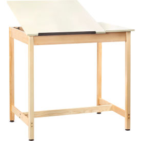 Draftsman Drawing Table, 2 Piece Top, 42"L x 30"W x 39-3/4"H, Almond Top