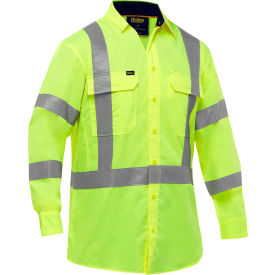 Men's Long Sleeve Work Shirt with X-Airflow & X-Back, Class 3, S, Hi-Vis Yellow