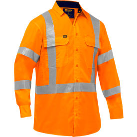 Men's Long Sleeve Work Shirt with X-Airflow & X-Back, Class 3, L, Hi-Vis Orange
