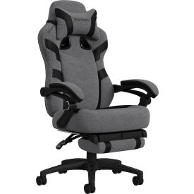 110 Pro Ergonomic Gaming Chair with Footrest, Gray Fabric