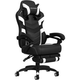 Ergonomic Gaming Chair with Footrest, White