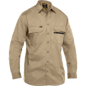 Men's Long Sleeve Ripstop Work Shirt with X-Airflow Ventilation, M, Tan