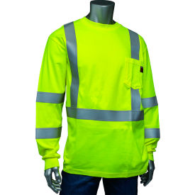 Men's AR/FR Crew Neck Long Sleeve T-Shirt, Class 3, Size L, Hi-Vis Yellow