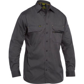 Men's Long Sleeve Ripstop Work Shirt with X-Airflow Ventilation, 5XL, Gray
