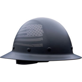 Full Brim Hard Hat with USA Flag Design, 8-Point Riveted, Non-Vented, Type 1, Black