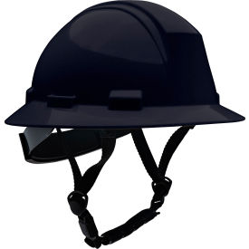 Full Brim Safety Helmet, 4-Point Textile, Non-Vented, Black