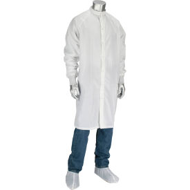 Cleanroom Frock with Raglan Sleeve & Knit Cuff, XL, White
