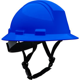 Full Brim Safety Helmet, 4-Point Textile, Non-Vented, Royal Blue