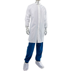 Cleanroom Frock with Zip Front, M, White