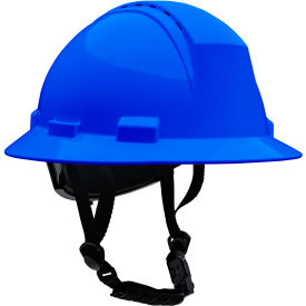 Full Brim Safety Helmet, 4-Point Textile, Vented, Royal Blue