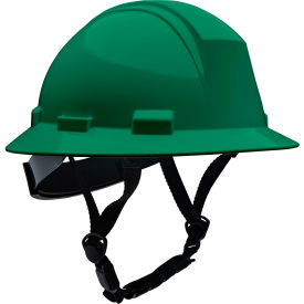 Full Brim Safety Helmet, 4-Point Textile, Non-Vented, Dark Green