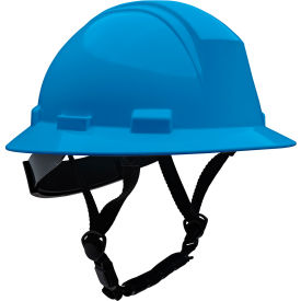 Full Brim Safety Helmet, 4-Point Textile, Non-Vented, Sky Blue
