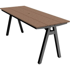 Centra Indoor/Outdoor Table, 72"W x 30"D x 30"H, Weathered Wood Plywood, Black Frame