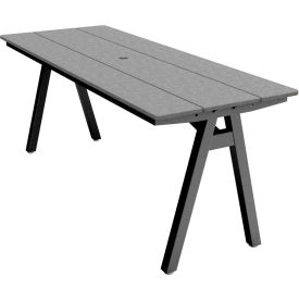 Centra Indoor/Outdoor Table, 72"W x 30"D x 30"H, Light Gray Plywood, Black Frame