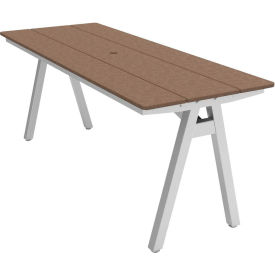 Centra Indoor/Outdoor Table, 72"W x 30"D x 30"H, Weathered Wood Plywood,Silver Frame