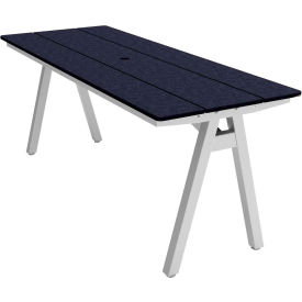 Centra Indoor/Outdoor Table, 72"W x 30"D x 30"H, Patriot Blue Plywood, Silver Frame