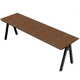 Centra Indoor/Outdoor Table, 96"W x 30"D x 30"H, Weathered Wood Plywood, Black Frame