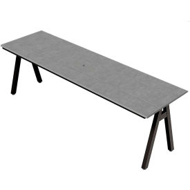Centra Indoor/Outdoor Table, 96"W x 30"D x 30"H, Light Gray Plywood, Black Frame