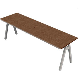 Centra Indoor/Outdoor Table, 96"W x 30"D x 30"H, Weathered Wood Plywood, Silver Frame