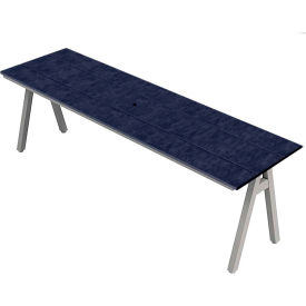 Centra Indoor/Outdoor Table, 96"W x 30"D x 30"H, Patriot Blue Plywood, Silver Frame