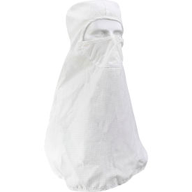 Cleanroom Hood with Built-In Face Mask, Pull Over, XS, White