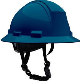 Full Brim Safety Helmet, 4-Point Textile, Vented, Navy