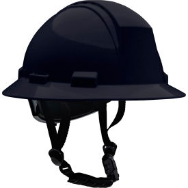 Full Brim Safety Helmet, 4-Point Textile, Vented, Black
