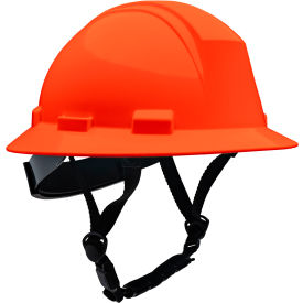 Full Brim Safety Helmet, 4-Point Textile, Non-Vented, Orange