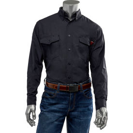 Men's AR/FR Dual Certified Ripstop Long Sleeve Work Shirt, 5XL, Navy