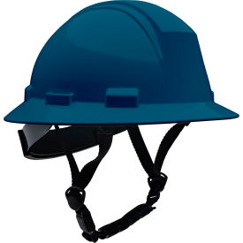 Full Brim Safety Helmet, 4-Point Textile, Non-Vented, Navy