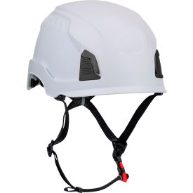 Industrial Climbing Helmet, 4-Point Chin Strap, Non-Vented, Type 1, White