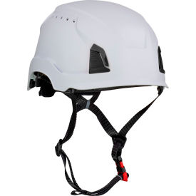 Industrial Climbing Helmet, 4-Point Chin Strap, Vented, Type 1, White