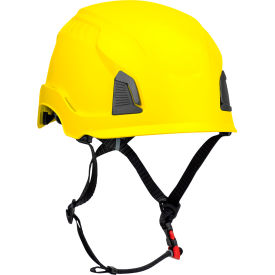Industrial Climbing Helmet, 4-Point Chin Strap, Non-Vented, Type 1, Yellow
