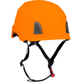 Industrial Climbing Helmet, 4-Point Chin Strap, Non-Vented, Orange
