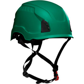 Traverse Industrial Climbing Helmet, 4-Point Chin Strap, Non-Vented, Dark Green