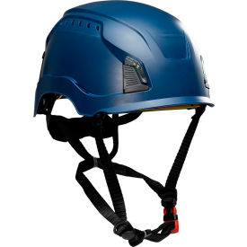 Traverse Industrial Climbing Helmet, 4-Point Chin Strap, Vented, Type 1, Navy