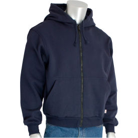 Men's AR/FR Zip Front Hooded Sweatshirt, 3XL, Navy