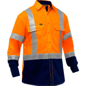 Men's Long Sleeve Work Shirt with X-Airflow and Navy Bottom, 5XL, Hi-Vis Orange