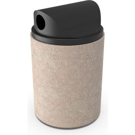 Waste Receptacle with Two Way Plastic Lid, 26" Dia. x 32"H, Sandblast