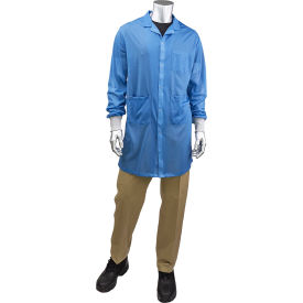 Long ESD Sheer Labcoat with Knit Cuff, 2XL, Nasa Blue