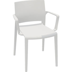 Global Stacking Chair with Arms, Polymer, Milk