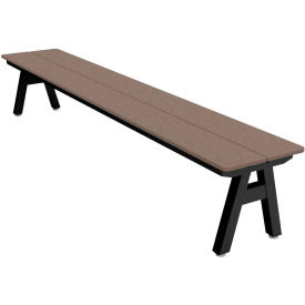 8' Indoor/Outdoor Bench, Weathered Wood Plywood, Black Frame