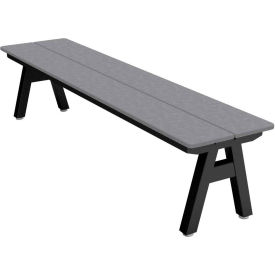 6' Indoor/Outdoor Bench, Light Gray Plywood, Black Frame