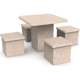 36" Square Table with Four Stools, SB1 Sandblast