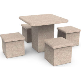 Palmer Hamilton 36" Square Table with Four Stools, SB6 Sandblast