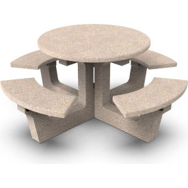 40" Round Table with Attached Seating, SB1 Sandblast