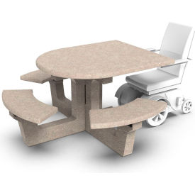 40" Round Table with Attached Seating & Wheelchair Access, SB6 Sandblast